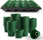 3 Inch Nursery Pots 100 Pcs with 5 Pcs 20 Cell Nursery Pot Trays, 5 Sets Seed Starting Kit for Seedlings, Propagation and Home Gardening, Sturdy Green Seeds Starter Pot Tray Germination Set