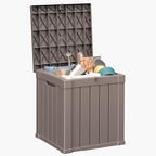 ROJIK Outdoor Storage Housing Deck Box - Waterproof Patio Furniture, Garden Tools, Cushions, Pool Accessories Storage Bench with Lockable Lid and Side Handles (Grey, 50 Gal)