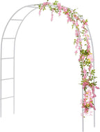 RUBFAC 94" Metal Wedding Arch Frame, White Garden Trellis for Climbing Plants Outdoor, Garden Arbors and Arches Party Archway for Flower Rose Vines Birthday Bridal Christmas Decoration