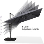 PURPLE LEAF 10'×13' Patio Umbrella with Base Included and Cover Outdoor Umbrella with Cover Extra Large Heavy Duty Cantilever Umbrella Grey