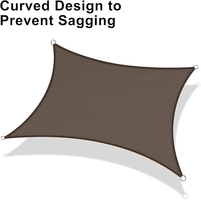 LOVE STORY Custom Size 16'x24' Brown Sun Shade Sail Rectangle UV Block Canopy Patio Sail Sunshades Fabric for Outdoor Garden Carport (We Make Custom Size)