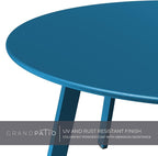 Grand patio 28-inch Round Steel Coffee Table, Outdoor Patio Side Table, Great for Backyard Patio Deck, Peacock Blue