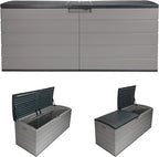 Suncast 120 Gallon Deck Box - Resin Outdoor Storage Box for Patio Cushions, Pool Accessories, & Garden Tools, Lockable Outdoor Storage Bin with Split Lid, Extra Large Dove Gray Outside Container