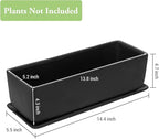 MyGift Matte Black Ceramic Indoor Plant Pot Succulent Planter, Decorative Flower Planter with Drainage Hole and Removable Tray (14 inch - 2 Pack)