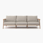 Acanva Modern All-Weather Aluminum Outdoor Patio Sofa with Thick Cushions, Olefin Fabric Sunroom Backyard Furniture, Couch Light Khaki