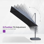 PURPLE LEAF Patio Umbrella 10' X 13' Rectangle Cantilever Umbrella Large Aluminum Outdoor Umbrellas with 360-degree Rotation & UPF40+ Premium Fabric for Deck Pool Garden Yard, Graphite Grey