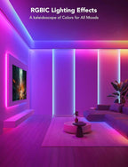 Govee RGBIC LED Strip Lights, 65.6ft Smart LED Lights for Bedroom, Bluetooth LED Strip Lights APP Control, DIY Multiple Colors on One Line, Color Changing LED Lights for Home Decor, 2 Rolls of 32.8ft