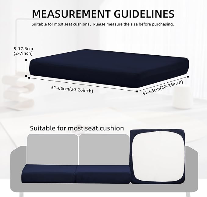 Cushion Covers 8 Pack Navy Blue Stretch Fit for Patio Furniture