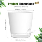 Plant Pots 6 Inch Self Watering Pots,6 Pack Plastic Planters with Drainage Holes and Clear Saucers,Plastic Flower Pots,Nursery Planting Pot for Indoor Out Door Plants (White)