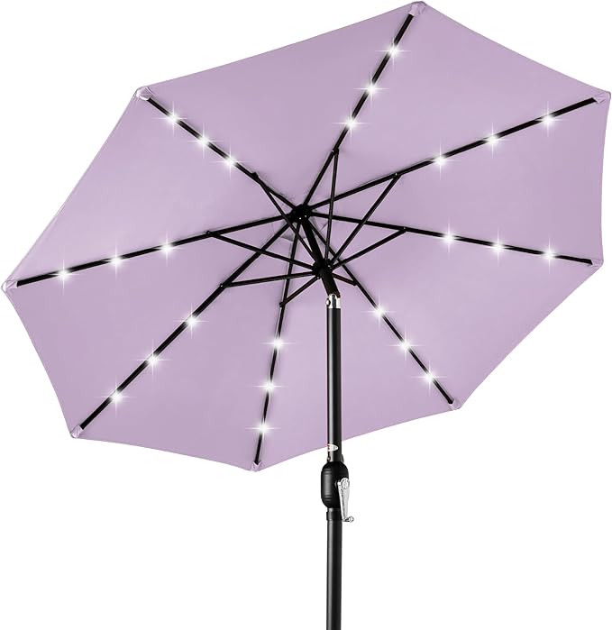 Best Choice Products 10ft Solar Polyester LED Lighted Patio Umbrella w/Tilt Adjustment and UV-Resistant Fabric