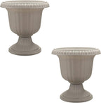 Southern Patio 2 Pack Utopian Urn Planter, Large 14 Inch Outdoor Pot, Lightweight Garden, Entryway, or Walkway Accessory with UV-Coated Finish, Stone