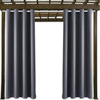 Outdoor Indoor Curtains W52 x L108 for Patio - Weather-resistant Window Panels Privacy Protect Grommet Top Thermal Insulated Home Curtain for Porch Pergola Lawn Garden Hot Tub Area (Gray, 2 Panels)