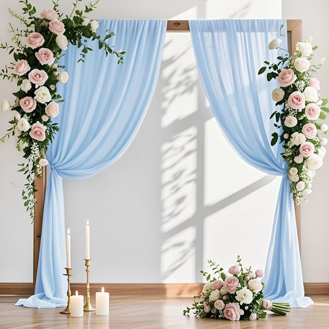 Outdoor Curtains: Sheer Sky Gauze Arch Drape, 2 Panels, 29 x 240 In