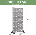 Casaphoria Metal Privacy Screen Outdoor, 60" H x 30" W Freestanding Decorative Privacy Screen for Patio Deck Balcony Garden with Stable Base, Grey-Star
