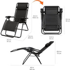 Amazon Basics Outdoor Patio Zero Gravity Portable Folding Reclining Lounge Chair with Padded Headrest Pillow, Weather Resistant Textilene, 26", Black