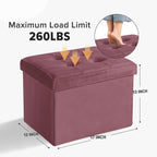 LINMAGCO Storage Ottoman Folding Foot Stool Velvet Footrest with Padded Modern Ottoman with Storage for Living Room Puppy Step Stool 17x13x13in(Jelly Pink)
