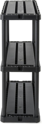 Gracious Living 3 Shelf Knect-A-Shelf Solid Light Duty Storage Unit 12 x 24 x 33" Organizer for Home, Garage, Basement & Laundry, Black