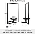 Sisher Plant Stand Indoor Outdoor,Window Plant Shelf Picture Frame Wall Plant Stand Metal Wall Plant Shelf Ease of Assembly Modern Style for Home Decor (Square 2-pack)