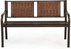 S AFSTAR Outdoor Garden Bench, Brown, Iron, Metal, Polyethylene, Rattan, 50.5 in Width, 2 Adults