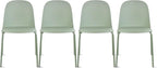 2xhome Modern Stackable Armless Dining Chair | Plastic Shell Seat with Metal Legs | Indoor or Outdoor Use | Home Kitchen Patio (4, Green, No Padding)