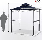 ABCCANOPY 8x5 Grill Gazebo - Outdoor BBQ Canopy Shelter with Led Light for Patio Backyard Grilling (Navy Blue)