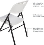 Amazon Basics Foldable Portable Comfortable Sturdy Folding Plastic Chair, 350-Pound Capacity, White, 4-Pack