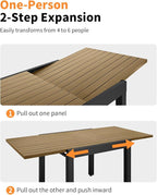 5 Pieces Expandable Patio Dining Set, Never-Rust Aluminum Outdoor Dining Table Set, 32"-65" Extendable Dining Table and Stackable Textilene Dining Chairs for Garden, Deck, Indoor, Teak