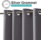 NICETOWN Indoor & Outdoor Blackout Curtain 84 inches Long for Patio Waterproof, Room Darkning Thermal Insulated Privacy Panel for Bathroom/Gazebo/Deck/Patio, 1 Panel, 52" W, Grey