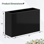 Metal Planter Box 36” x 12” x 24”, Heavy Duty Tall Rectangle Planter Box with Removable Insert Shelves for Porch, Garden, Patio, Yard