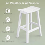 Stoog Weatherproof Bar Stools Set of 4, 28" Height Patio Bar Stools, Easy to Clean and Maintain, for Bar, Kitchen Counter, Deck, and Patio, White