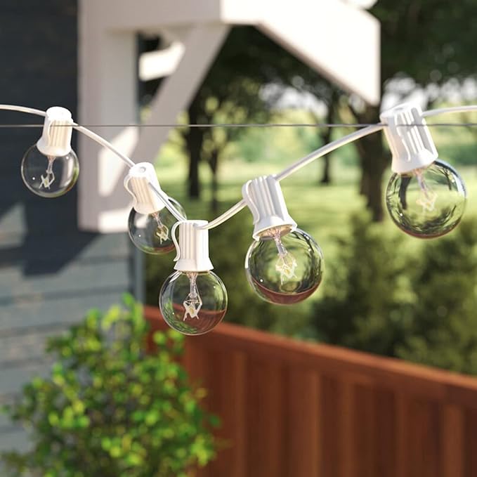 String Lights 25 ft Outdoor G40 Clear Edison Bulbs, Warm White