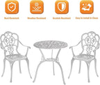 Patio Bistro Set of 2, Cast Aluminum, Outdoor Set w/Umbrella Hole, 3 Piece - Image 4