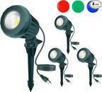 Spotlight Outdoor – 120V Plug-in, 2700K Warm White LED Landscape Spot Lights with RGB 3 Lenses for Yard, Garden, Lawn&Tree Decor, IP67 Waterproof, Perfect for Holidays&Everyday (4 Pack, Green)