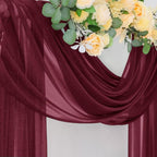 Outdoor Curtains, Burgundy Sheer Chiffon Arch Drape Panel, 29 x 236 Inch