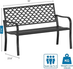 On Shine Outdoor Garden Bench Cast Iron Steel Outdoor Bench Clearance Weatherproof Metal Park Bench for Porch, Yard, Lawn, Deck (Scale)