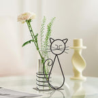 Terrarium Propagation Station, Cat Design, Glass and Iron