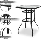 VINGLI Outdoor Bar Table with Umbrella Hole, Modern Black Metal Patio Bar Table, High Top Table for Outdoor Relaxation and Home Entertaining (Black, 31.5'x31.5'x40.3')