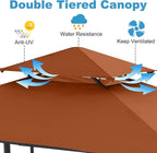 ABCCANOPY 8x5 Grill Gazebo - Outdoor BBQ Canopy Shelter with Led Light for Patio Backyard Grilling (Rust Red)