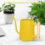 Watering Can Indoor Plants, 35 oz/1000 ml Metal Stainless Steel Watering Can Pot with Long Spout for Indoor House Plants Bonsai Outdoor Garden Flower Decorative (Yellow)