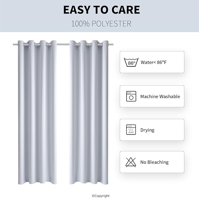 Outdoor Indoor Curtains W52 x L108 for Patio - Weather-resistant Window Panels Privacy Protect Grommet Top Thermal Insulated Home Curtain for Porch Pergola Lawn Garden Hot Tub Area (2 Panels)