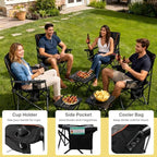 FAIR WIND 2 Pack Heavy Duty Camping Chair, Oversized Padded Folding Chair for Big and Tall (450lbs), Extra Wide Seat with Integrated Cooler & Storage Pocket, Adjustable Lumbar Support for Outdoor
