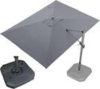 PURPLE LEAF 9' X 11.5' Patio Umbrella with Base Outdoor Cantilever Rectangle Umbrella Offset Umbrella with 360-degree Rotation for Garden Deck Pool Patio, Grey