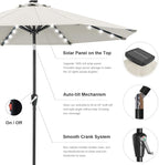 ABCCANOPY Durable Solar Led Patio Umbrellas with 32LED Lights 9FT (Light Beige)