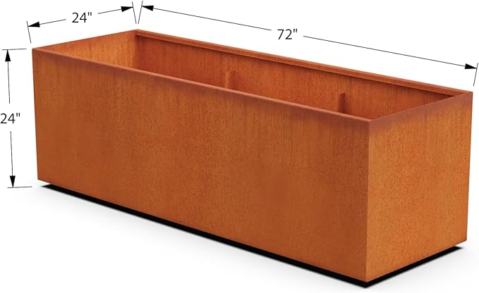 Plantercraft Large Rectangular Planters for Outdoor Plants – 72x24x24 Corten Steel Planter Box for Patios & Gardens | Extra Large Outdoor Planters, Fully Assembled, Heavy Duty 11-Gauge USA Steel