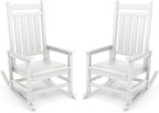 SERWALL Outdoor Rocking Chair, HDPE Rocking Chair for Adults, All Weather Porch Oversized Rockers for Lawn Garden, White