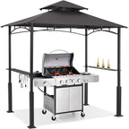 ABCCANOPY 8x5 Grill Gazebo - Outdoor BBQ Canopy Shelter with Led Light for Patio Backyard Grilling (Dark Grey)
