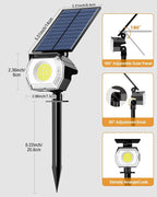 btfarm 4 Pack Solar Spot Lights Outdoor Waterproof IP65-1000LM 52 LED Solar Spotlights Uplights with 3 Modes & 180° Adjustable Panel, Landscape Lighting Outside for Yard Pathway Trees (Warm White)