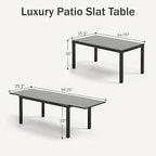 PHI VILLA Extra Large Expandable Patio Dining Table 99.2" × 35.5" Metal Outdoor Table for 6-10 Person, Metal Outdoor Dining Table with E-Coating for Garden Deck Yard- (Black)