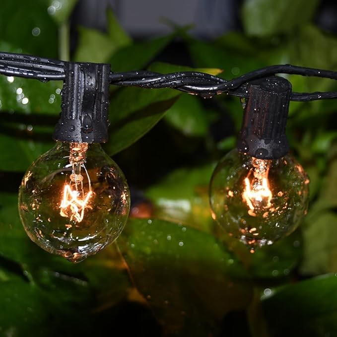 String Lights, 100 Ft Waterproof Outdoor with 105 Clear G40 Bulbs