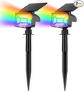Solar Lights Outdoor Color Changing, 85 LEDs 9 Lighting Modes RGB Solar Outdoor Lights, IP67 Waterproof Multicolor Landscape Spotlights for Halloween Holiday Decorations (2 Pack)